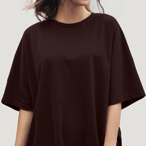 Camiseta de Verano de Algodón para Mujer, de Última Moda, Manga Corta, Corte Ajustado, Transpirable, Ecológica, Lisa, Informal - Product Image 4