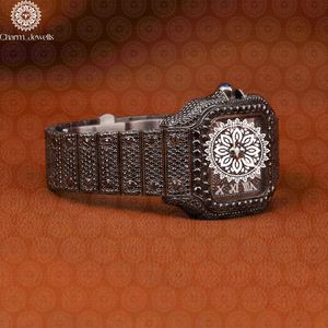 Charm_Jewells Luxury Stainless Steel Square <b>Watch</b> Blue Crystal <b>Diamond</b> Encrusted Analog Quartz Women's Fashion 38mm - Product Image 1