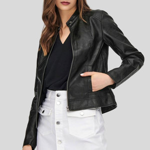 Custom Logo Genuine Leather Ladies Jackets Best Design Cropped Women's Leather Jackets Breathable Wholesale OEM Customized - Product Image 3