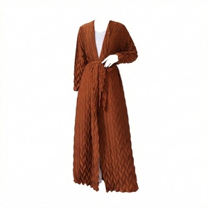 2025 OEM Kimono Abaya pour femmes musulmanes, en tissu polyester épais, doux et très extensible, col en V, manches longues, pour fêtes, Ramadan, mariages - Product Image 1