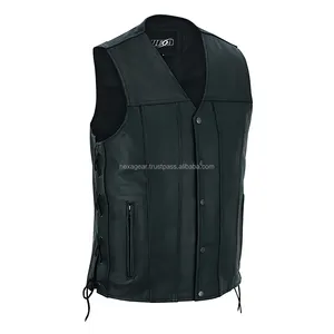 Hexa Pro Gear presents the Tall Men's Classic Tapered Bottom Armor Motorcycle Leather Vest
