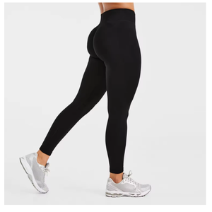 Nuevas llegadas: Leggings de yoga de cintura alta con logo personalizado para mujer, efecto fruncido en glúteos, sin costuras, de nailon, de secado rápido y transpirables. - Product Image 1