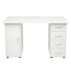 White One-Door Four-Drawers Computer Desk - Product Image 1
