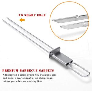 "6-Pack Stainless Steel <b>BBQ</b> Skewers 13" Grilling Skewers Reusable Shish Kabob Sticks" - Product Image 2