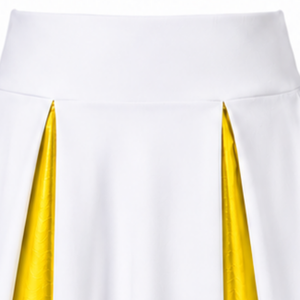 Ensemble d'uniformes de cheerleading sublimés blanc et jaune sans manches, haut court et jupe, tenue de sport personnalisée pour l'entraînement et la performance - Product Image 5