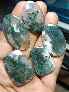 Lot en gros de pierres précieuses en agate mousse 100% naturelle, cabochons de taille personnalisée, assortiment de bijoux, mélange de formes de pierres précieuses, vente en gros - Product Image 2