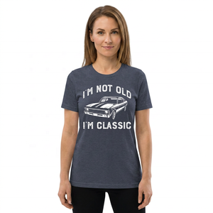 T-shirt graphique « I'm Not Old I'm Classic Car » pour homme, manches courtes, en coton marine, décontracté, coupe classique, imprimé sur le devant - Product Image 2