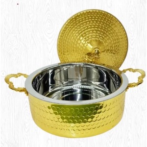 High quality gold premium steel Luxury food warmer Handmade food serving dish Indian casserole with lid - Product Image 6