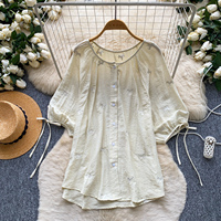 Blusas Elegantes de Verano de Manga Corta para Mujer, Camisas Sólidas con Manga Farol, Tops Elegantes para Dama, Ropa al por Mayor para Mujer