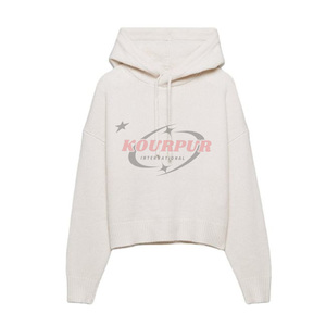 Sweat à capuche surdimensionné en tricot pour femme, couleur unie, anti-boulochage, pull d'hiver à manches longues avec imprimé lettre sur le devant, disponible en différentes couleurs - Product Image 2