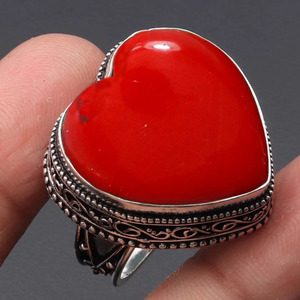 Red Coral Heart Cut Gemstone <b>Ring</b> <b>925</b> Sterling <b>Silver</b> <b>Ring</b> for Women Wedding & Party Gift - Product Image 5