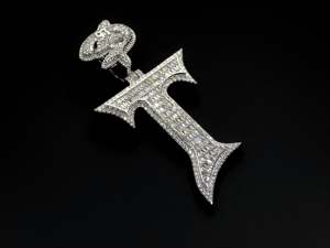 Colgante con Letra Inicial T Personalizada, Corte Baguette, VVS1, Diamantes Cultivados en Laboratorio, Plata 925, Oro Sólido 10K, Estilo Hip Hop, Oro Blanco, Joyería con Diamantes - Product Image 5