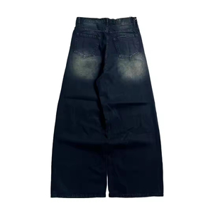 Pantalones vaqueros cargo de mezclilla para hombre, estilo urbano, azul lavado, corte apilado con múltiples bolsillos, cremalleras expuestas y cremalleras en los tobillos, de moda. - Product Image 5