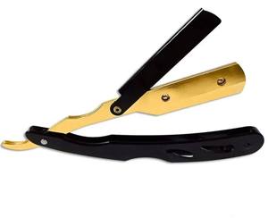 Navaja de afeitar profesional plegable – Mango negro y dorado diseñado para precisión y estilo - Product Image 4
