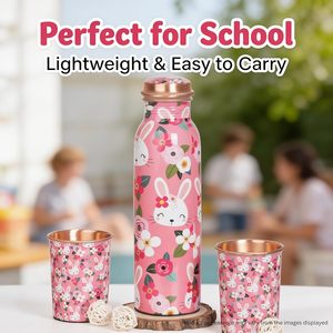 Designer Meena Art <b>Copper</b> Water <b>Bottle</b> with 2 <b>Copper</b> Tumblers BPA Free Leakproof Ayurvedic <b>Drinking</b> Water Set for Wellness - Product Image 5
