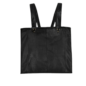 <b>Men's</b> Black Genuine <b>Leather</b> Vest Punk Style Sleeveless <b>Waistcoat</b> With Adjustable Buckle Straps And Front Pockets - Product Image 2