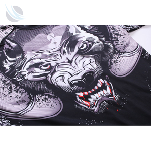 Men's Full Sleeve Rash Guard Wolf Print <b>Compression</b> <b>Shirt</b> Quick Dry Polyester Sport Top Breathable Custom Logo - Product Image 5