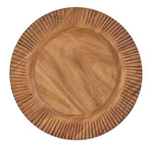 Plato Redondo de Madera de Lujo al por Mayor con Acabado Natural, Diseño Moderno Ecológico para Servir Comidas, Bocadillos, Frutas y Comida Gourmet - Product Image 3
