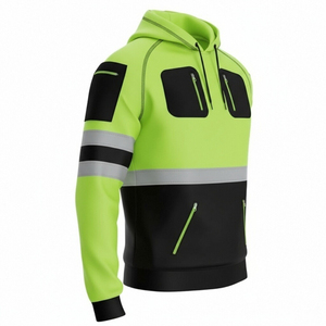 Veste d'hiver réfléchissante haute visibilité pour homme, veste à capuche, vêtements de travail de construction, veste de sécurité avec poches zippées imperméables - Product Image 1