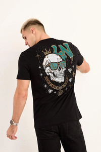 เสื้อยืดแฟชั่นแบรนด์ดัง ลายพิมพ์คริสตัลวิบวับ แขนสั้นสำหรับฤดูร้อน  ไซส์ใหญ่พิเศษ ประดับคริสตัล สำหรับผู้ชาย - Product Image 2