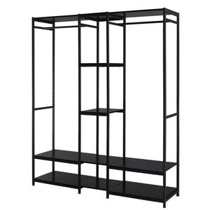 Heavy Metal Stand-Alone Wardrobe Organizer with Suspender Hanger and Multiple Storage Racks <b>Portable</b> <b>Bed</b> Wardrobe - Product Image 2