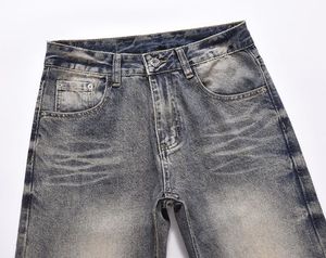 Pantalon cargo en jean unisexe pour homme, taille haute, délavé à l'acide, respirant, séchage rapide, 100% coton, broderie unie, style décontracté streetwear vintage - Product Image 5