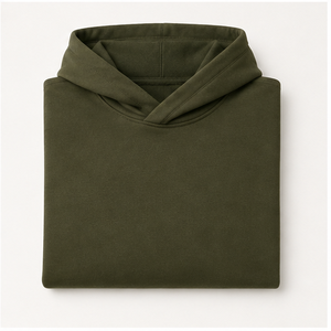 Sudadera con Capucha Personalizada Verde Oliva para Hombre, Estilo Moderno, Corte Regular, Sin Cordón, Frente Liso, Algodón Orgánico, Felpa Francesa MHOOD-0007 - Product Image 5