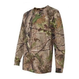 Camiseta de Manga Larga con Cuello Redondo y Mangas Raglán para Hombre, Camuflaje, Casual, Tejida, Corte Regular, Color Blanco con Patrón Verde, Satén Transpirable - Product Image 4