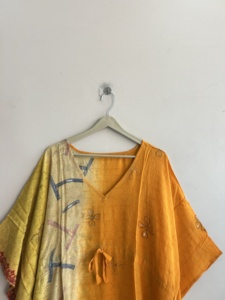 Assorted Indian Vintage Sari <b>Silk</b> <b>Kaftan</b> Eco-Friendly Handmade <b>Dress</b> for Women Luxury Night Gown Maxi <b>Dress</b> - Product Image 2