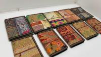 Carnets faits main en tissu recyclé brodé et patchwork – Personnalisables, avec plastification brillante, 80 feuilles – Idéal pour le journaling et les loisirs créatifs