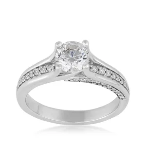 Anillo de Compromiso con Diamante Cultivado en Laboratorio EtherStar Jewels LRG-1023, Oro Blanco de 18K con Baño de Rodio, Lujoso, 1.30ctw E VS, Certificado IGI - Product Image 1