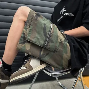 Men's Letter Pattern Cargo Shorts Mid Waist Drawstring Pocket Design Elegant Knee Length Quick Dry Summer Wear Breathable Woven - Product Image 2