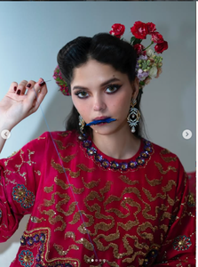 PRSENCE Garden NOUVEAUTÉ PRIMAIRE 2026 Sari en soie pour femme, anti-humidité, séchage rapide, tenue décontractée - Rouge Cramoisi Or Profond - Product Image 1