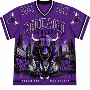 Maillot de basket rétro streetwear pour homme, coupe ample à épaules tombantes, manches courtes, col en V, motif graphique, t-shirt en maille oversize - Product Image 1