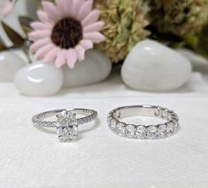 Anillo de Compromiso con Diamante Cultivado en Laboratorio de Corte Ovalado de 1.50 Ct, con Banda a Juego, Joyería de Boda con Diamantes, Conjunto Nupcial de Oro Blanco de 10K/14K/18K - Product Image 5