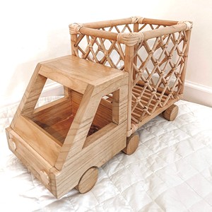 Learning toys for <b>boys</b> & girls natural rattan container truck toy small size construction trucks - Product Image 2