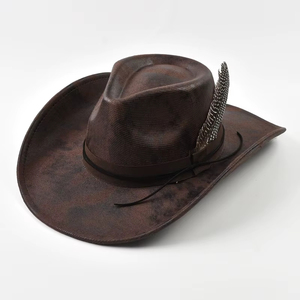 Polyester Cowboy <b>Hats</b> Western Cattleman Style Light Brown Braided <b>Band</b> Vintage XXL Unisex Adjustable Outdoor Wholesale - Product Image 4