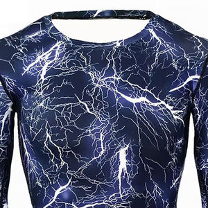 Camiseta de Compresión de Manga Corta Azul Sólida para Hombre, Transpirable, de Secado Rápido, Deportiva, Informal, de Verano, de Poliéster Tejido para Adultos - Product Image 3
