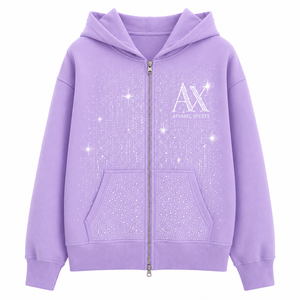 Sweat-shirt à capuche zippé pour homme OEM, logo personnalisé en strass, sweat-shirt en molleton zippé, streetwear, sweat-shirt brillant - Product Image 1
