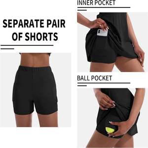 Vestido Deportivo de Invierno para Mujer, para Tenis y Golf, 100% Poliéster, Estampado, Acanalado, con Media Cremallera, Plisado, con Shorts Integrados - Product Image 5