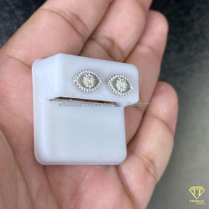 Boucles d'oreilles en argent 925 de luxe pour femmes en forme de laboratoire cultivé en diamant Look de protection clous en cristal parfait pour un usage quotidien - Product Image 4