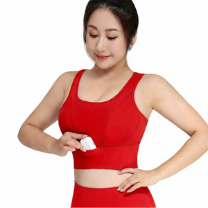 Sujetador Deportivo de Cuello Alto para Mujer, Talla Grande, con Bolsillo Frontal, Gris Oscuro, Transpirable, Elástico en Cuatro Direcciones, con Copas Cosidas, para Entrenamiento y Yoga - Product Image 6