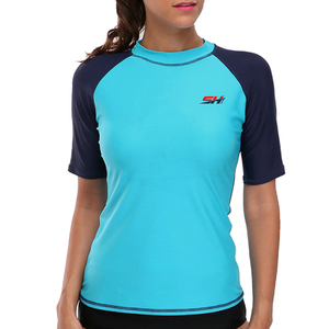 Camiseta de compresión de manga corta para mujer, atlética, para natación, entrenamiento, deportes acuáticos, tela flexible, diseño duradero - Product Image 1