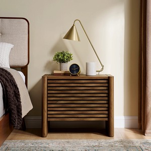 Midcentury Modern MDF Bedside Table with 2 Drawers Durable Handmade Design for Bedroom Use in Home & Hotel - Product Image 1