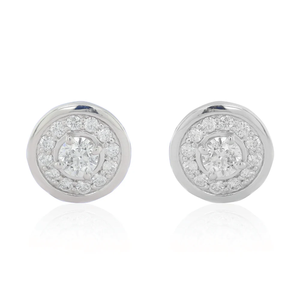 0.60 CT Bezel Set Halo Diamond <b>Stud</b> Earring 18K Gold Anniversary Engagement - Product Image 2