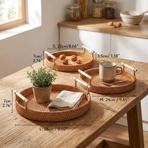 2026 Meilleure vente : Panier de service en rotin avec de magnifiques poignées à motifs, portable et durable, pour le rangement et la présentation des collations, par UO - Product Image 6