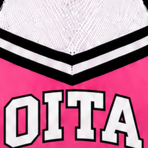 Haut court de cheerleading imprimé rose vif, blanc et noir, sans manches, personnalisable, pour performance athlétique, uniforme de cheerleading pour femmes et filles - Product Image 6