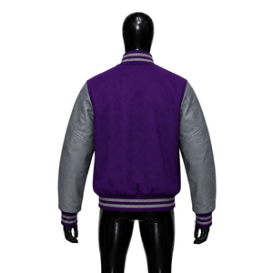 NOUVEAU Blouson universitaire en laine violette pour la vente en gros, coupe régulière, col rabattu, style décontracté, pour l'automne et toutes les saisons - Product Image 2