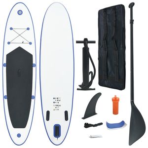 Ensemble de planche à pagaie gonflable bleue et blanche, accessoire de planche de surf SUP - Product Image 1