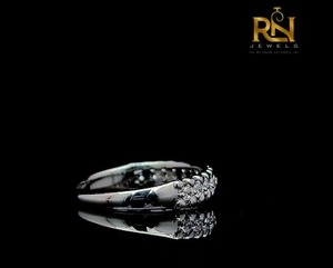 Double Row <b>Crown</b> Lab Grown Diamond Half Eternity Band Solid Gold Tiara Stacking <b>Ring</b> Women OEM ODM Wholesale B2B Supply - Product Image 6